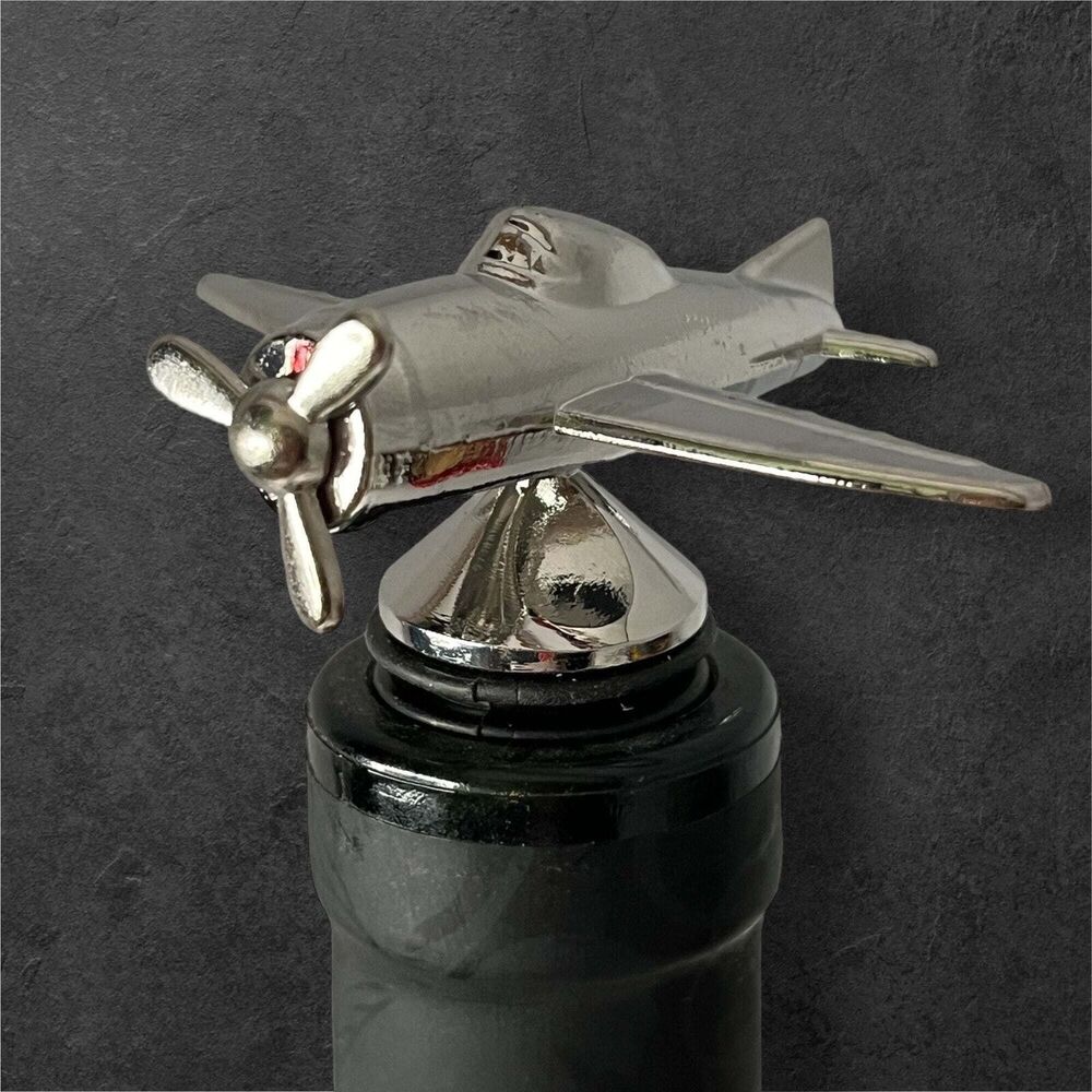 Airplane Wine Stopper - Preserve Freshness in Style - Unique Metal Bottle Sea...